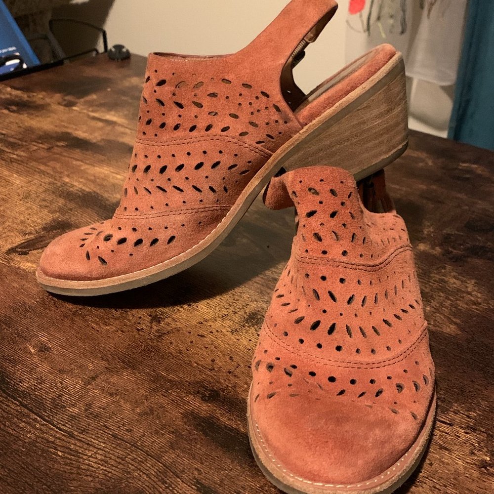 Sofft Alyse Slingback Cutout Booties, Ankle Boots, SlipOn, 7M, Rust Orange